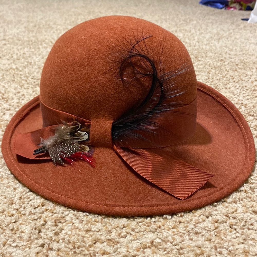 100% Wool Doeskin Orange Hat